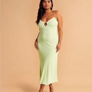 Keyhole slip midi dress in light green